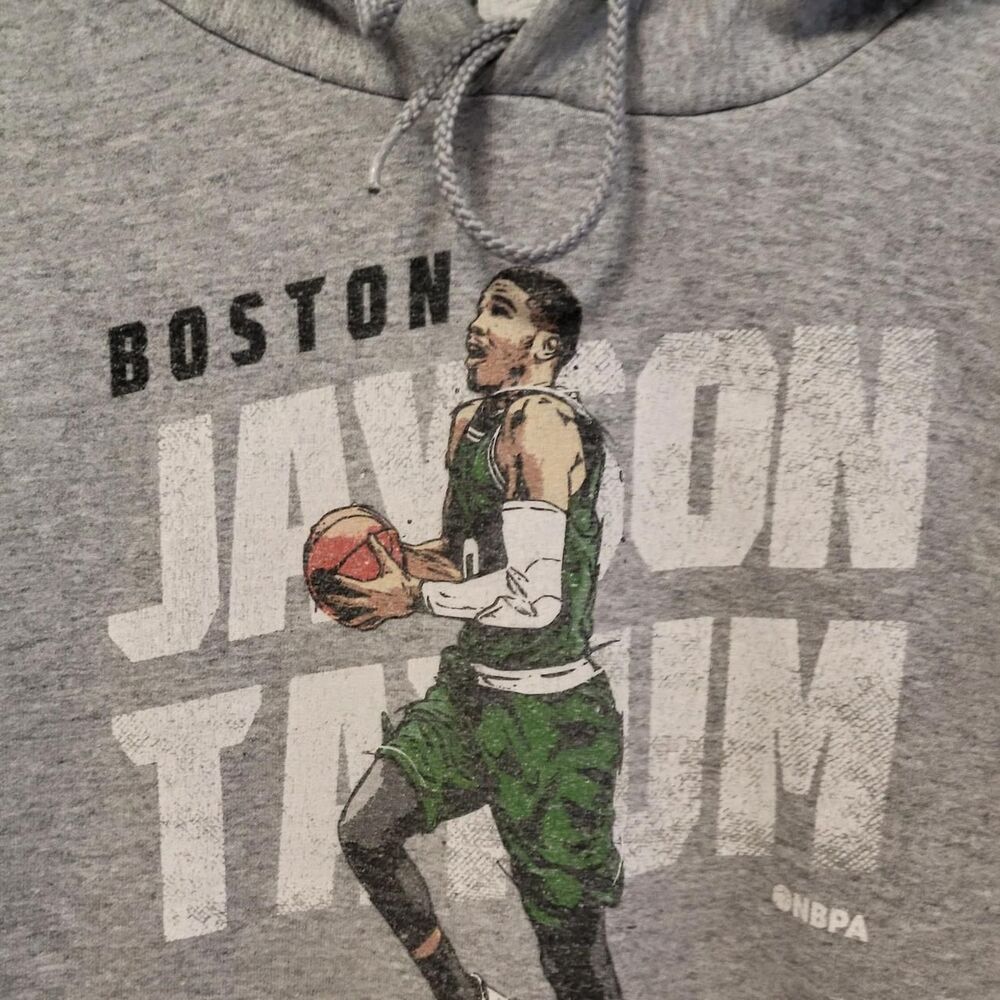 Champion NBA Boston Celtics Jayson Tatum Gray Pullover Graphic Hoodie